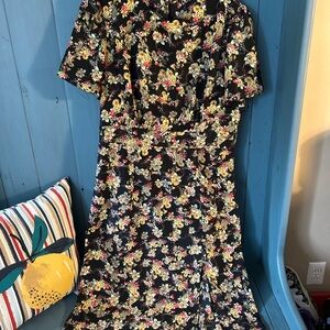 Cupshe Black Floral Maxi Dress, Size Large
